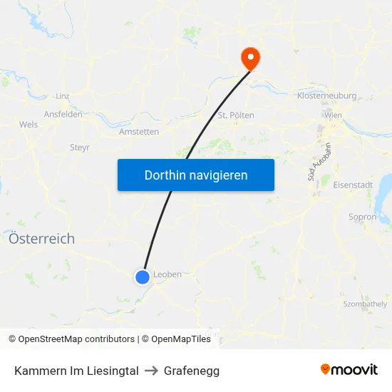 Kammern Im Liesingtal to Grafenegg map