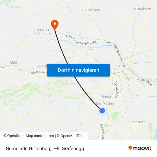 Gemeinde Hirtenberg to Grafenegg map