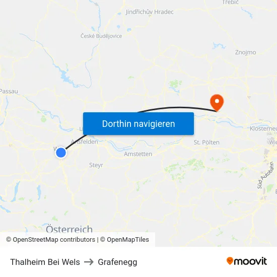 Thalheim Bei Wels to Grafenegg map