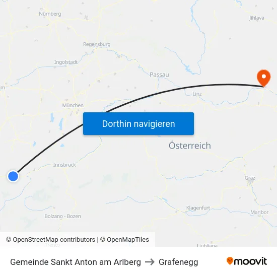 Gemeinde Sankt Anton am Arlberg to Grafenegg map