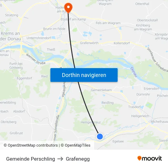 Gemeinde Perschling to Grafenegg map