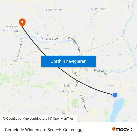 Gemeinde Winden am See to Grafenegg map