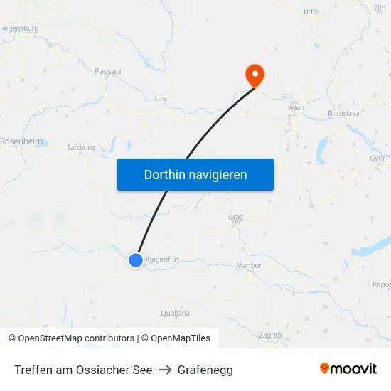 Treffen am Ossiacher See to Grafenegg map