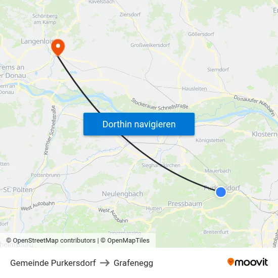 Gemeinde Purkersdorf to Grafenegg map