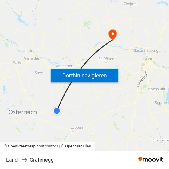 Landl to Grafenegg map