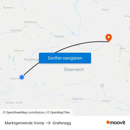Marktgemeinde Vomp to Grafenegg map