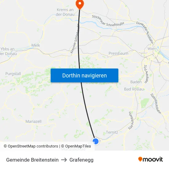 Gemeinde Breitenstein to Grafenegg map