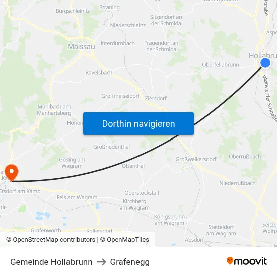 Gemeinde Hollabrunn to Grafenegg map