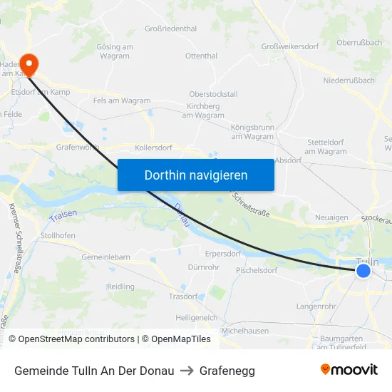 Gemeinde Tulln An Der Donau to Grafenegg map