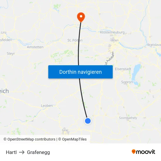 Hartl to Grafenegg map