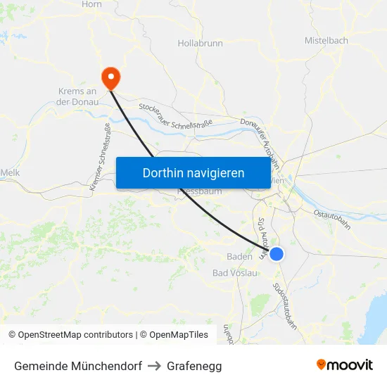 Gemeinde Münchendorf to Grafenegg map