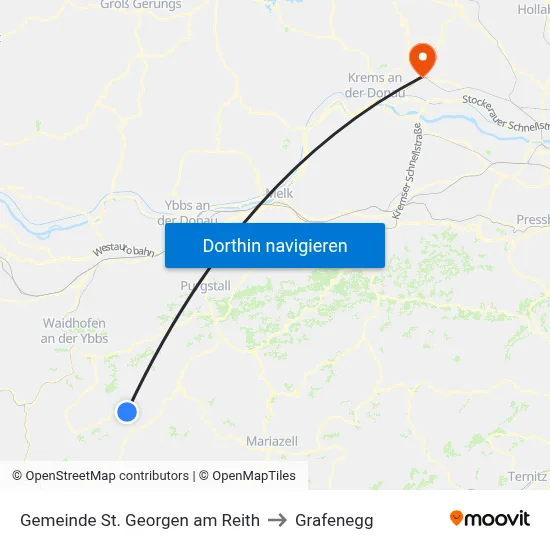 Gemeinde St. Georgen am Reith to Grafenegg map
