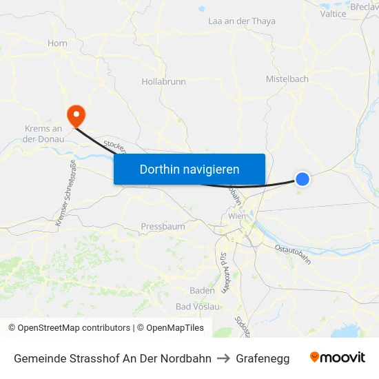 Gemeinde Strasshof An Der Nordbahn to Grafenegg map