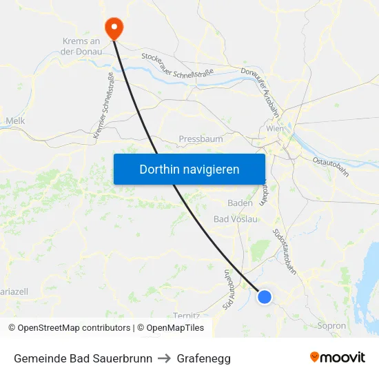 Gemeinde Bad Sauerbrunn to Grafenegg map