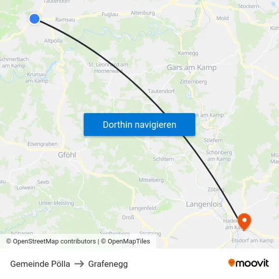 Gemeinde Pölla to Grafenegg map
