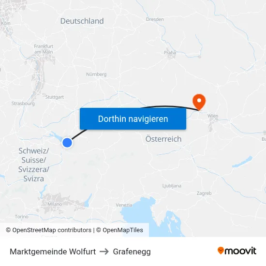 Marktgemeinde Wolfurt to Grafenegg map