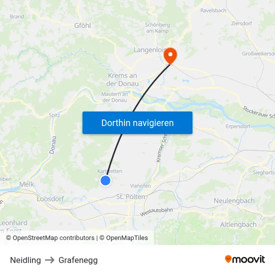 Neidling to Grafenegg map