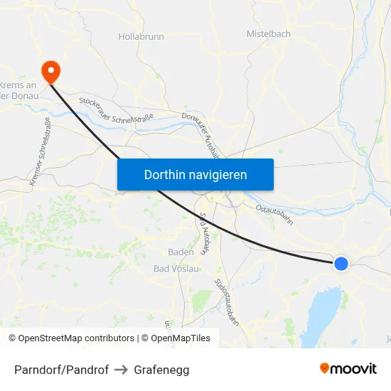Parndorf/Pandrof to Grafenegg map