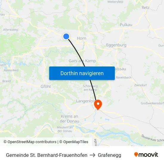 Gemeinde St. Bernhard-Frauenhofen to Grafenegg map