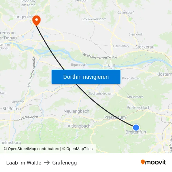 Laab Im Walde to Grafenegg map