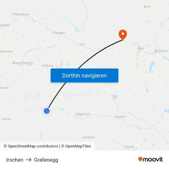 Irschen to Grafenegg map