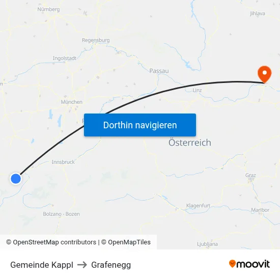Gemeinde Kappl to Grafenegg map