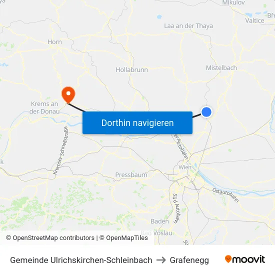 Gemeinde Ulrichskirchen-Schleinbach to Grafenegg map