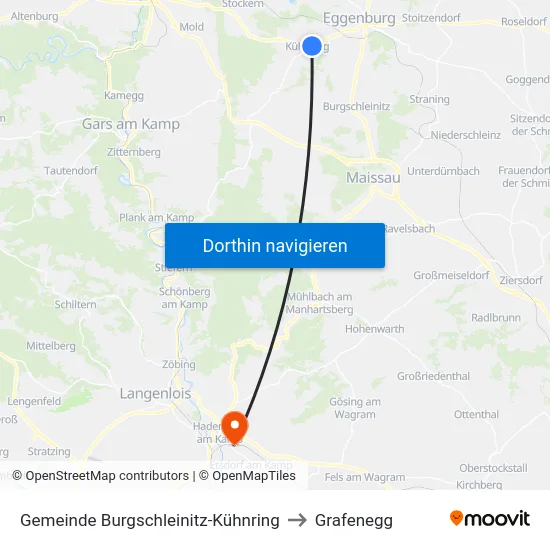 Gemeinde Burgschleinitz-Kühnring to Grafenegg map