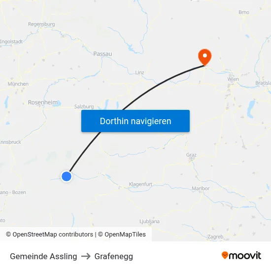 Gemeinde Assling to Grafenegg map