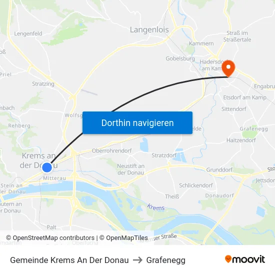 Gemeinde Krems An Der Donau to Grafenegg map