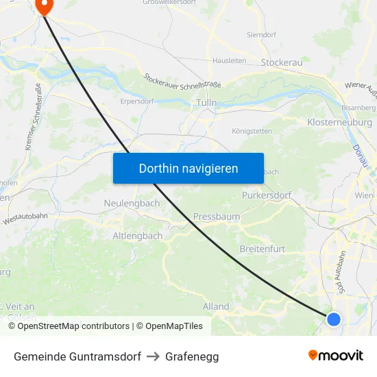 Gemeinde Guntramsdorf to Grafenegg map