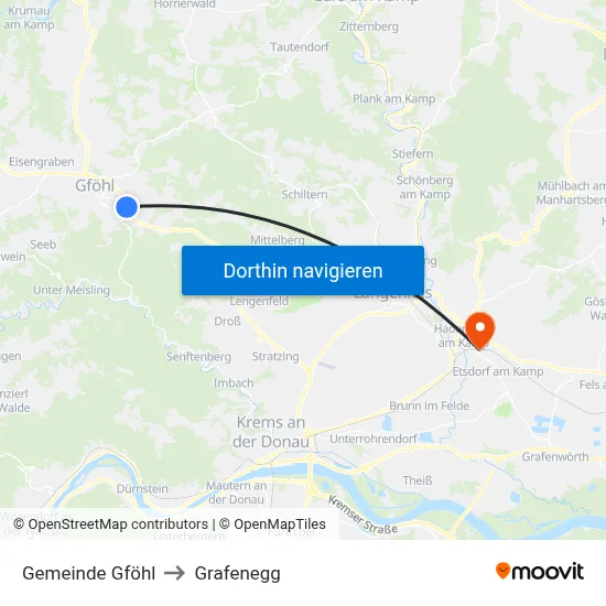 Gemeinde Gföhl to Grafenegg map