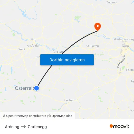 Ardning to Grafenegg map