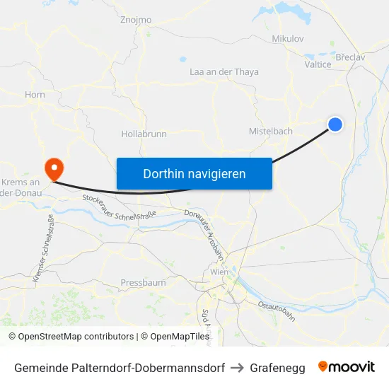 Gemeinde Palterndorf-Dobermannsdorf to Grafenegg map