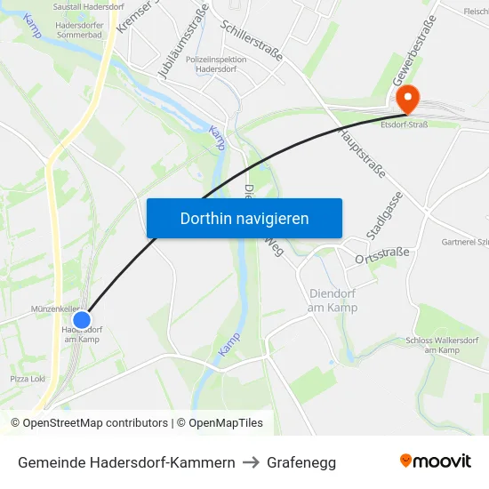 Gemeinde Hadersdorf-Kammern to Grafenegg map