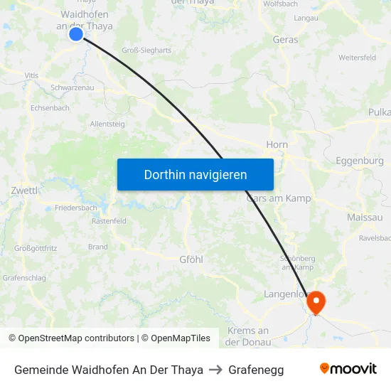 Gemeinde Waidhofen An Der Thaya to Grafenegg map