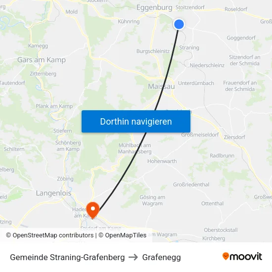 Gemeinde Straning-Grafenberg to Grafenegg map
