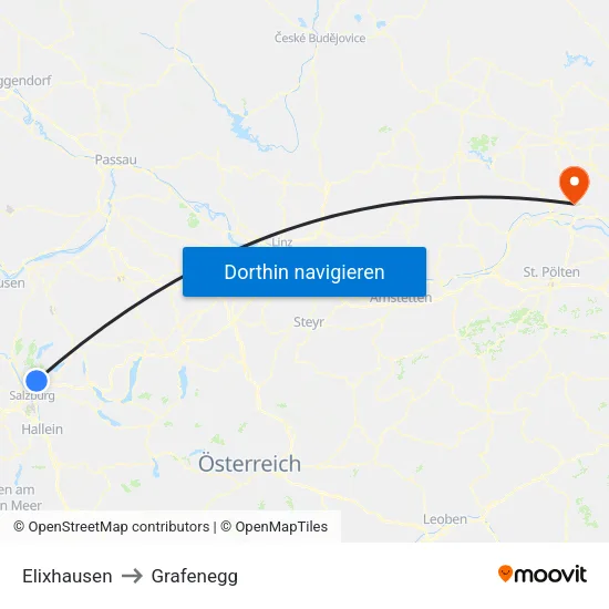 Elixhausen to Grafenegg map