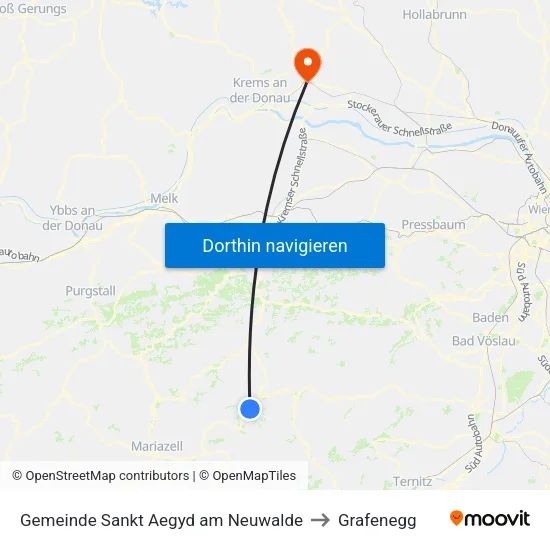 Gemeinde Sankt Aegyd am Neuwalde to Grafenegg map