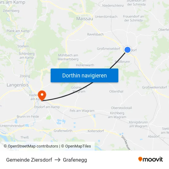 Gemeinde Ziersdorf to Grafenegg map