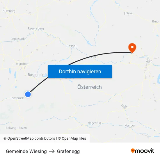 Gemeinde Wiesing to Grafenegg map