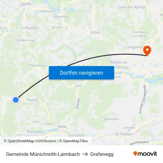 Gemeinde Münichreith-Laimbach to Grafenegg map