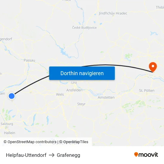 Helpfau-Uttendorf to Grafenegg map