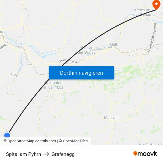 Spital am Pyhrn to Grafenegg map