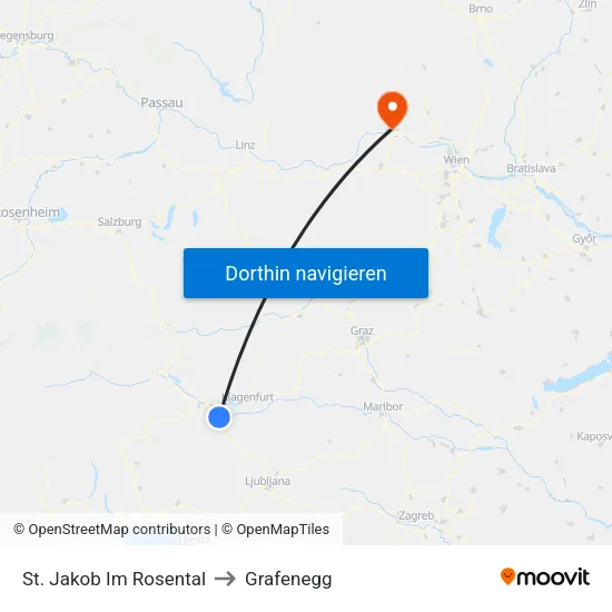 St. Jakob Im Rosental to Grafenegg map
