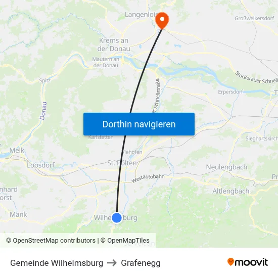 Gemeinde Wilhelmsburg to Grafenegg map
