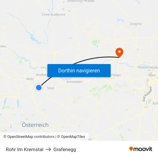 Rohr Im Kremstal to Grafenegg map