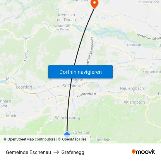 Gemeinde Eschenau to Grafenegg map