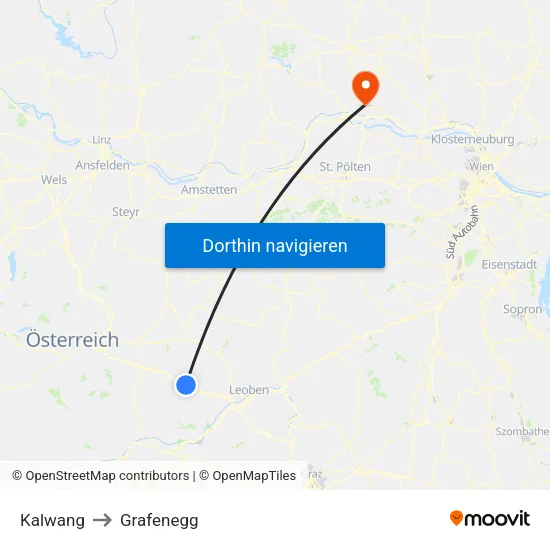 Kalwang to Grafenegg map