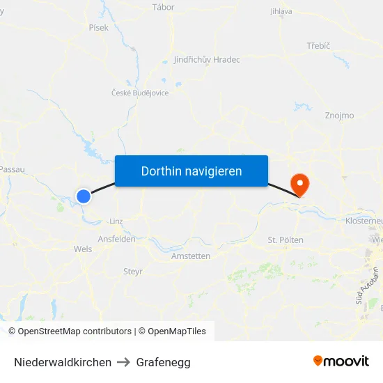 Niederwaldkirchen to Grafenegg map